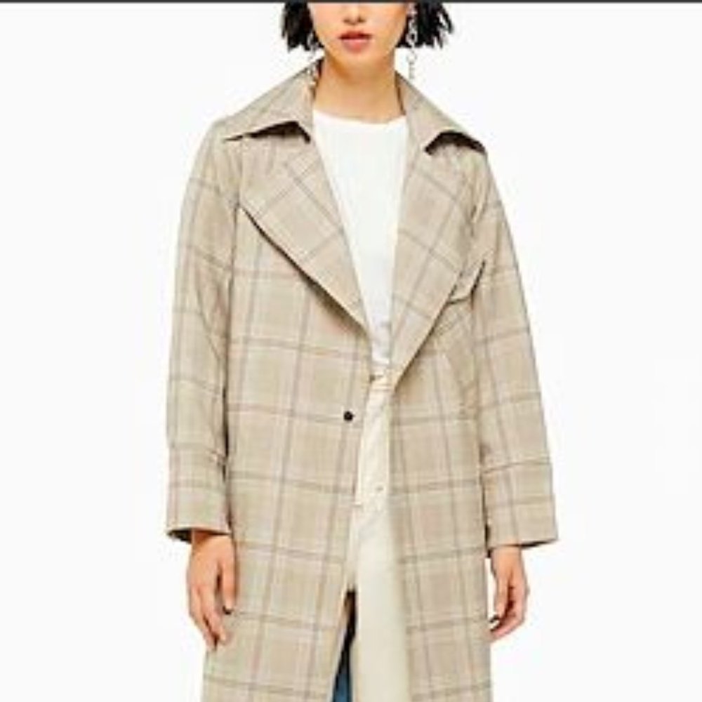 NWOT,  TOPSHOP CHECK TRENCH, SZ 8